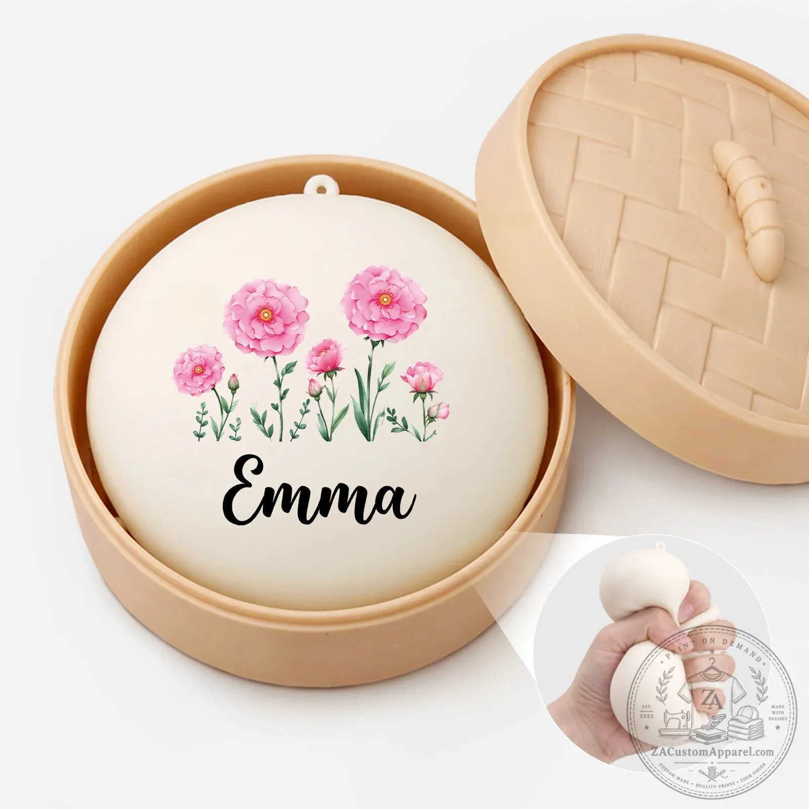 Personalized Birth Month Flower Steamed Bun Squishy Stress Relief Toy