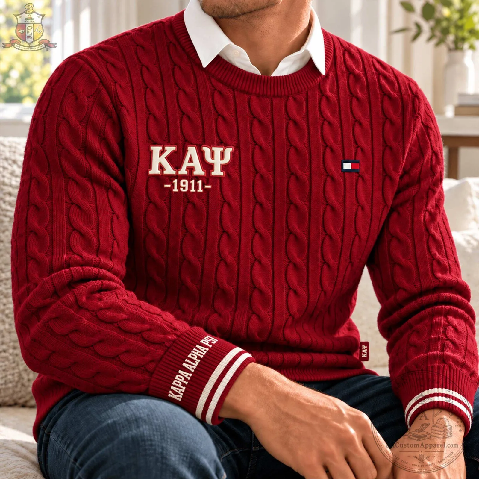 Kappa Alpha Psi Fraternity Cable Knit Sweater
