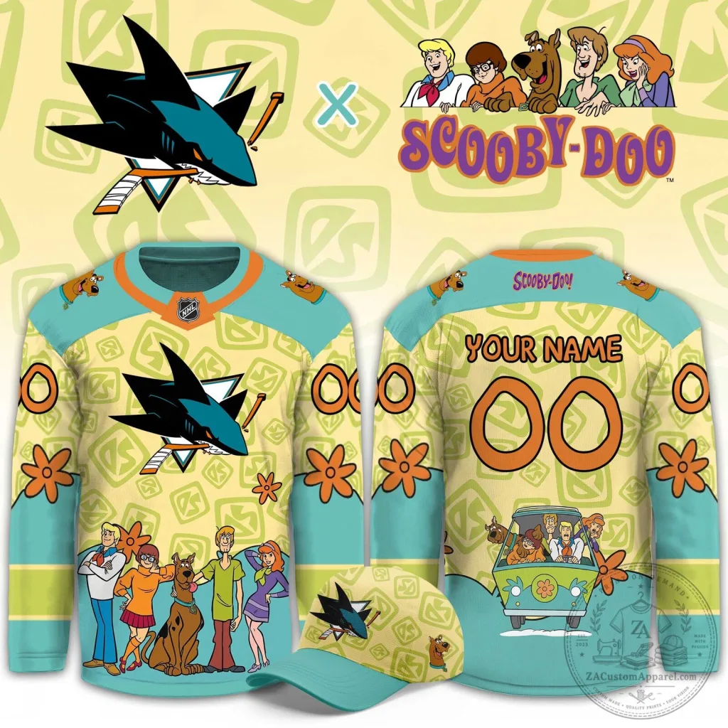 San Jose Sharks Scooby-Doo Mystery Machine Custom Hockey Jersey San Jose Sharks Scooby-Doo Mystery Machine Custom Hockey Jersey