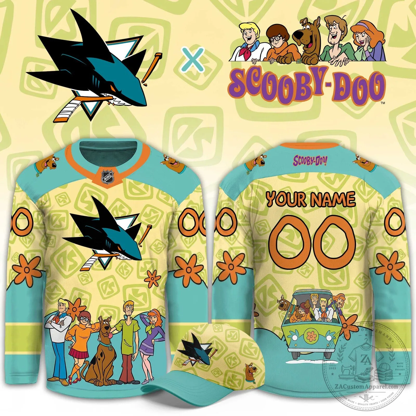 San Jose Sharks Scooby-Doo Mystery Machine Custom Hockey Jersey