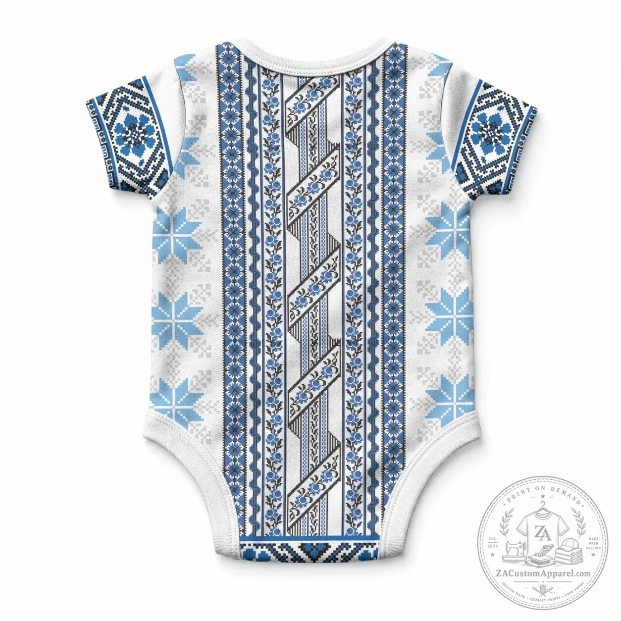 Ukrainian Folk Art Blue Embroidered Pattern Baby Bodysuit Traditional Vyshyvanka Romper 5 Ukrainian Folk Art Blue Embroidered Pattern Baby Bodysuit Traditional Vyshyvanka Romper