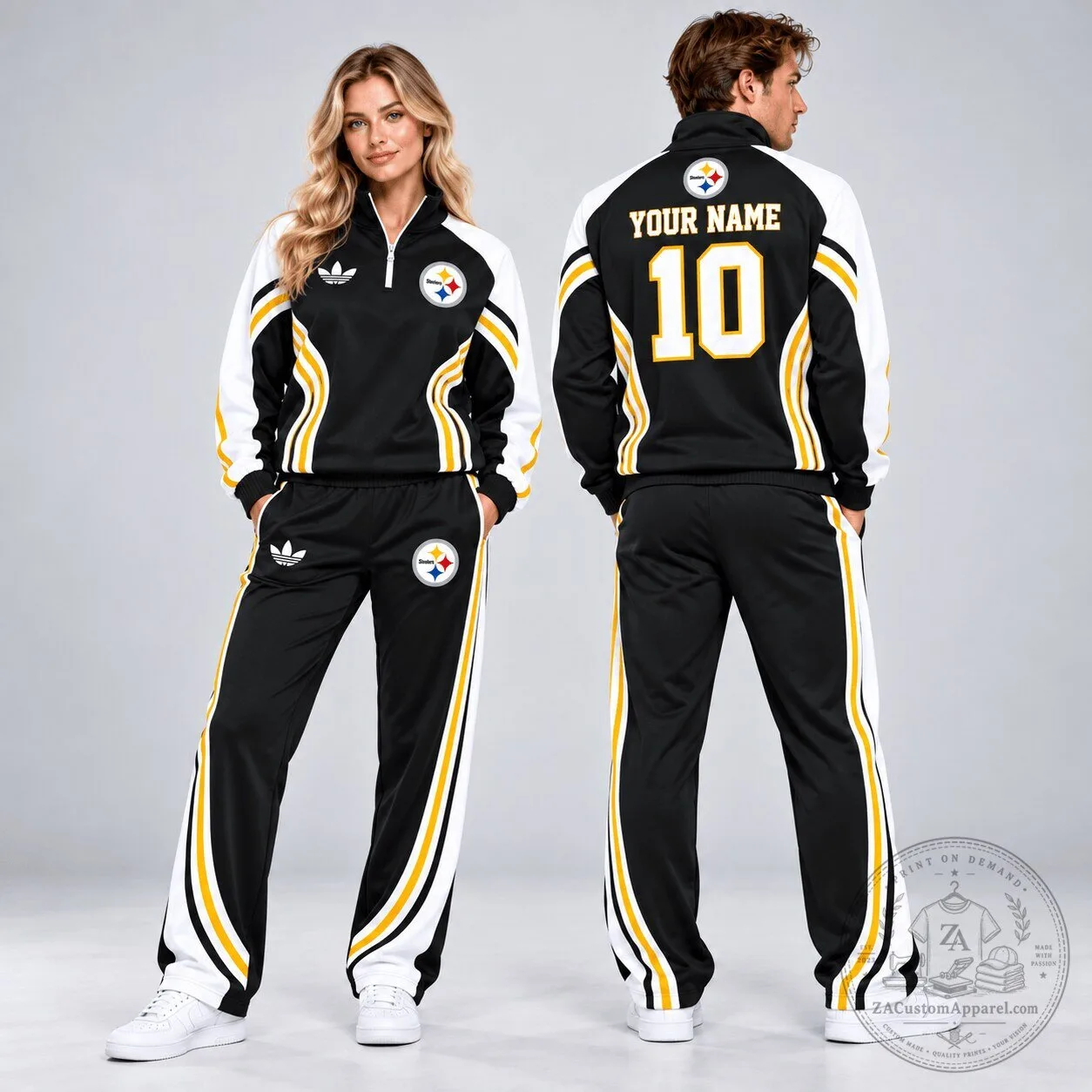 Pittsburgh Steelers Adidas Quarter Zip Pullover Sweatshirt and Track Pants Set