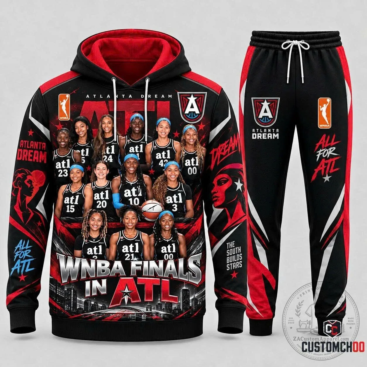 Atlanta Dream WNBA Finals Team Portrait Black and Red Hoodie
