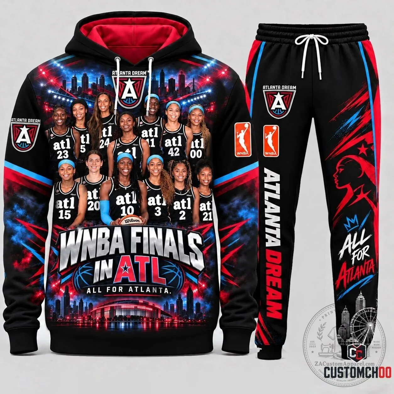 Atlanta Dream WNBA Finals Team Portrait Black and Red Hoodie 4 Atlanta Dream WNBA Finals Team Portrait Black and Red Hoodie
