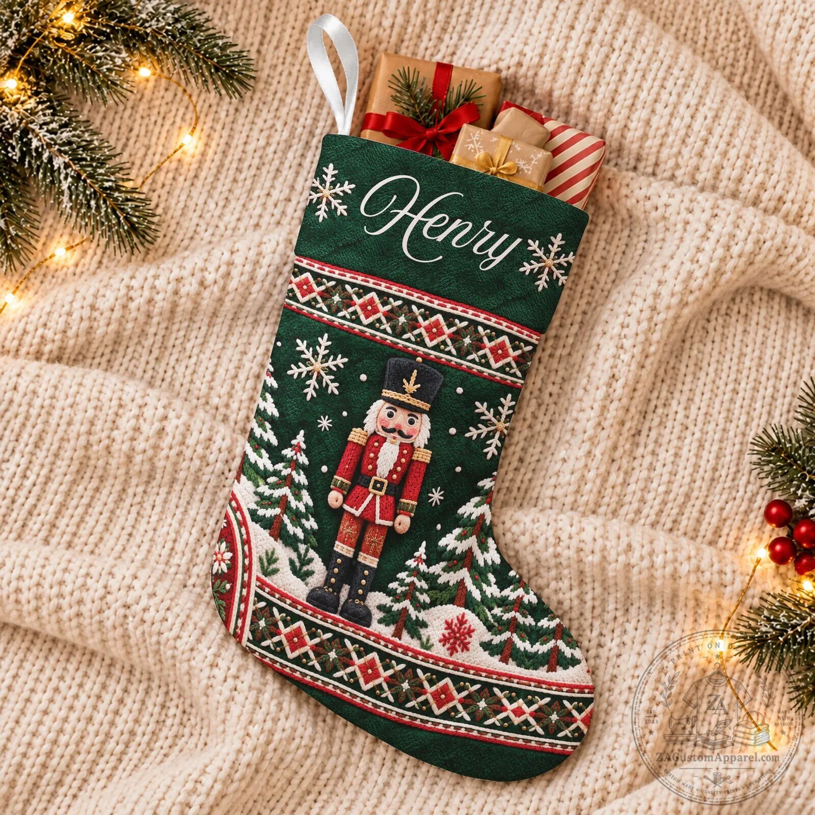 Personalized Christmas Stocking with Custom Name Holiday Fireplace Decor 6 Personalized Christmas Stocking with Custom Name Holiday Fireplace Decor