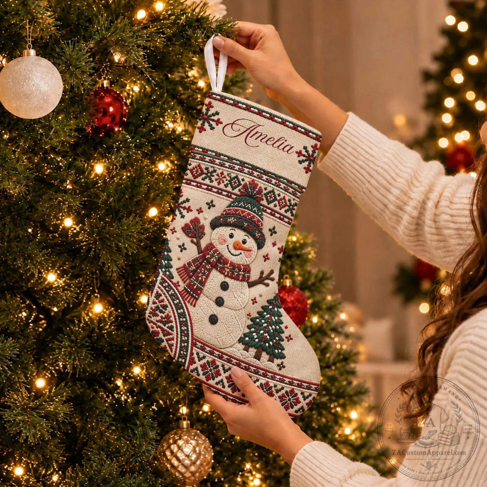 Personalized Christmas Stocking with Custom Name Holiday Fireplace Decor 7 Personalized Christmas Stocking with Custom Name Holiday Fireplace Decor