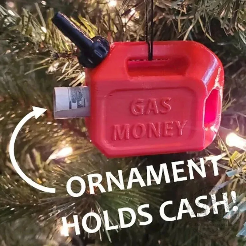 Gas Money Can Christmas Tree Ornament with Cash Holder 1 Gas Money Can Christmas Tree Ornament with Cash Holder