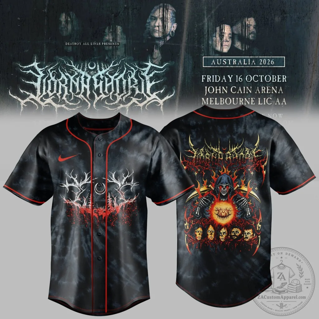Lorna Shore Australia New Zealand Tour 2026 Exclusive Baseball Jersey Lorna Shore Australia New Zealand Tour 2026 Exclusive Baseball Jersey
