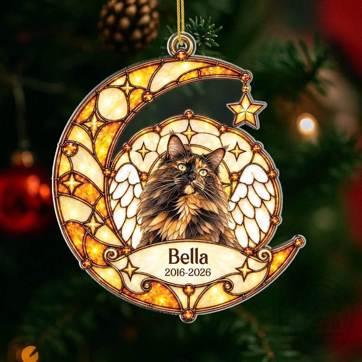 Personalized Dachshund Memorial Ornament with Angel Wings and Moon Design 7 Personalized Dachshund Memorial Ornament with Angel Wings and Moon Design