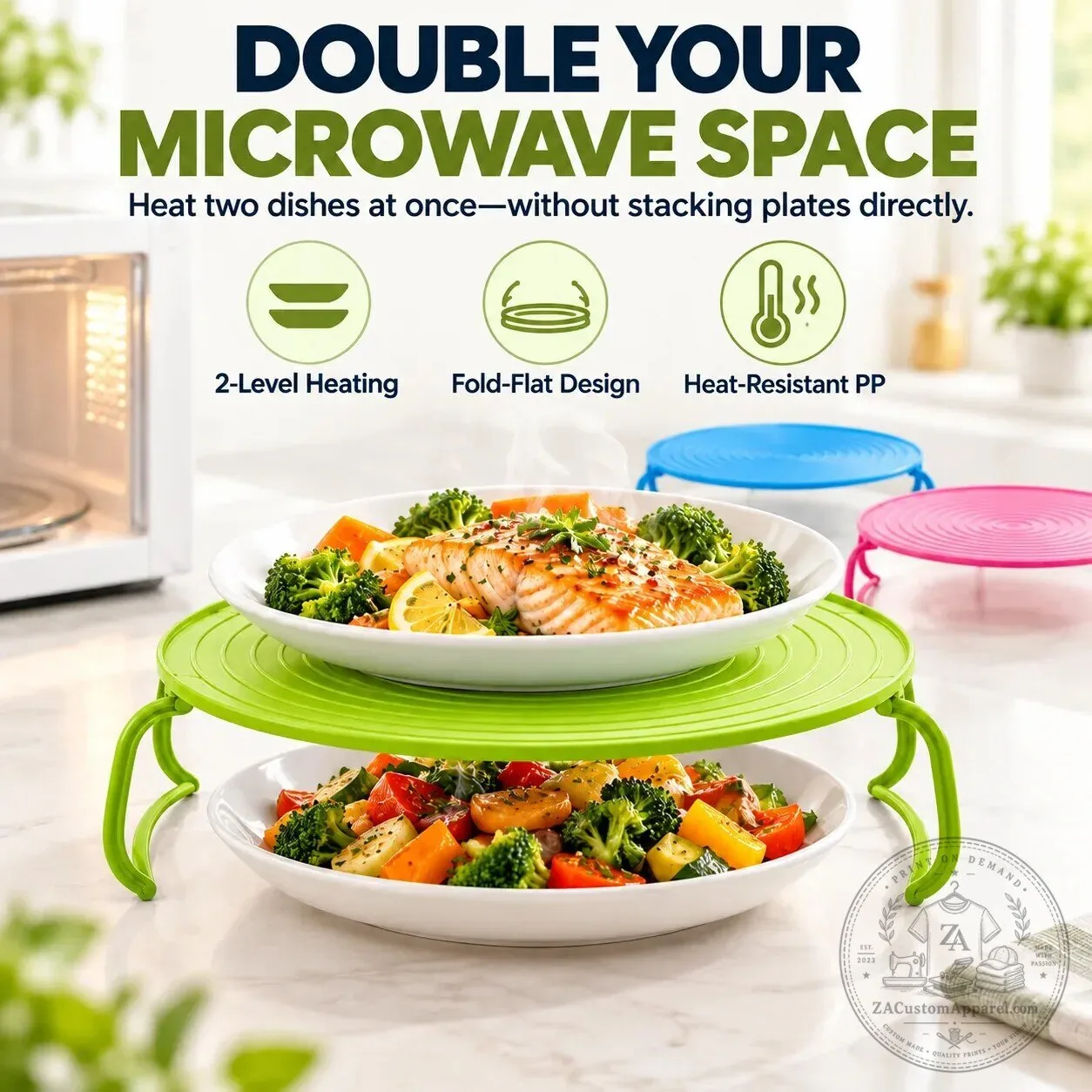Microwave Plate Stacker and Heat-Resistant Trivet for Double Microwave Space 14 Microwave Plate Stacker and Heat-Resistant Trivet for Double Microwave Space