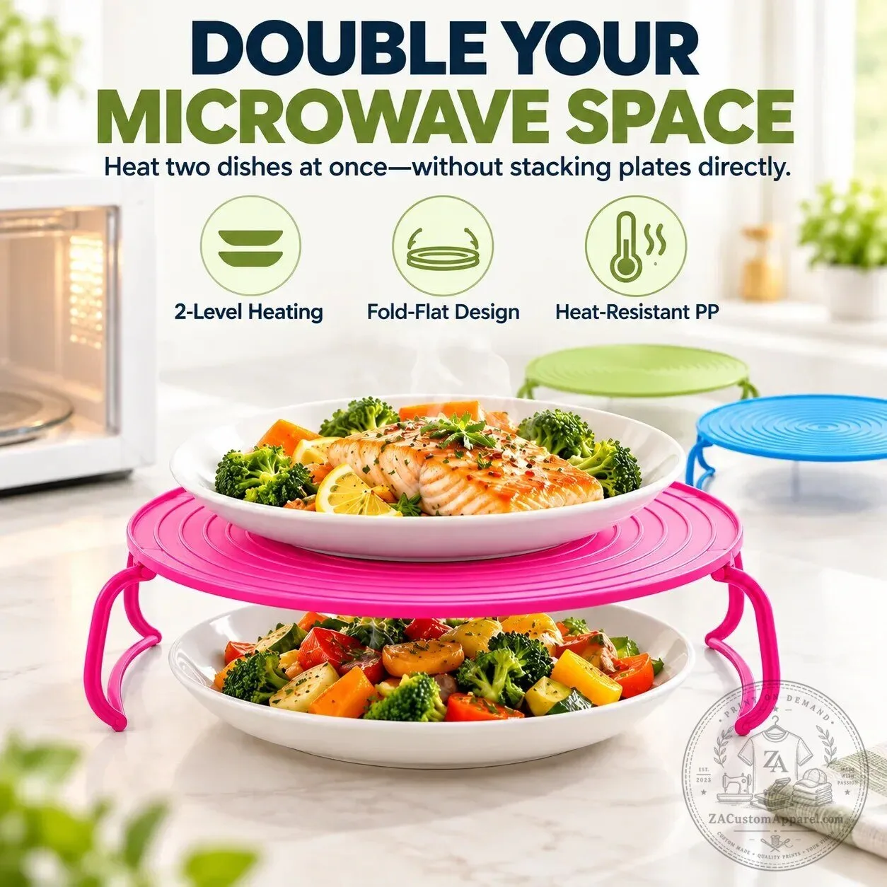 Microwave Plate Stacker and Heat-Resistant Trivet for Double Microwave Space 15 Microwave Plate Stacker and Heat-Resistant Trivet for Double Microwave Space